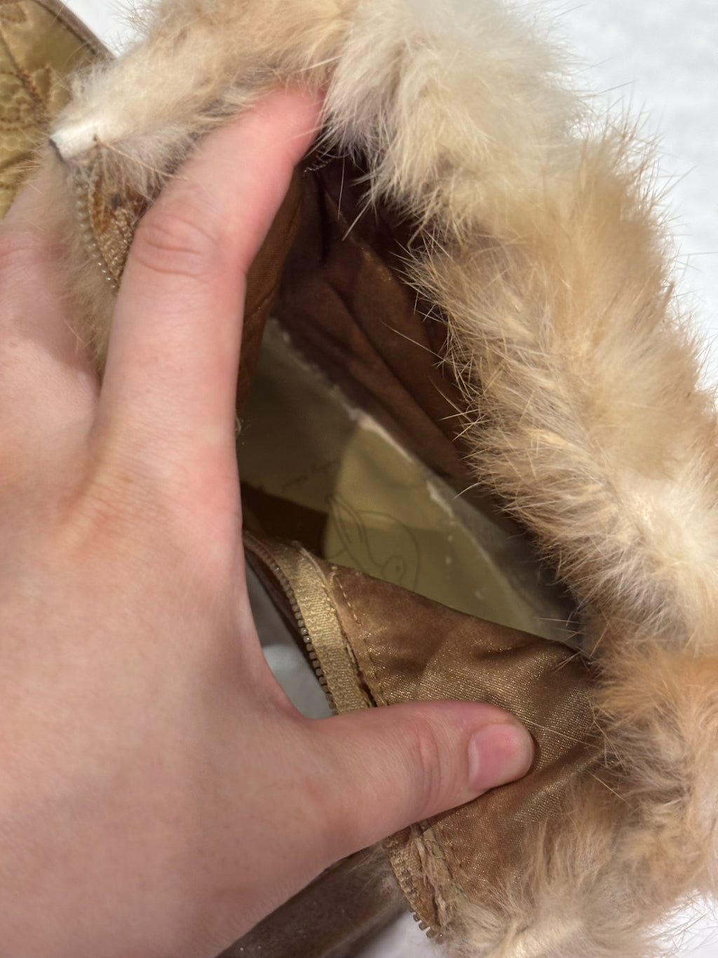 Vintage Baby Phat Faux Fur Ankle Boots in Tan/Brown colour