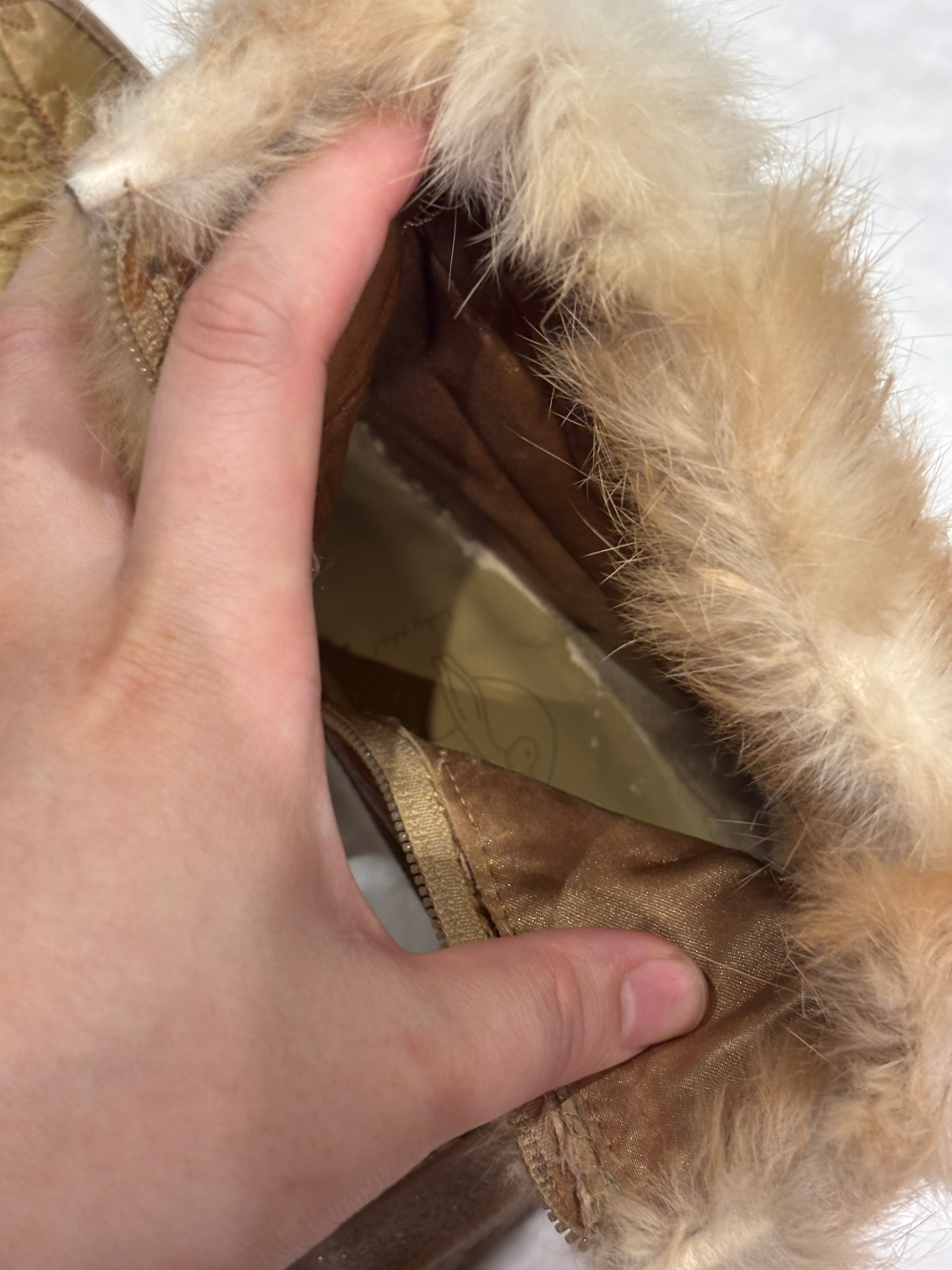 Vintage Baby Phat Faux Fur Ankle Boots in Tan/Brown colour