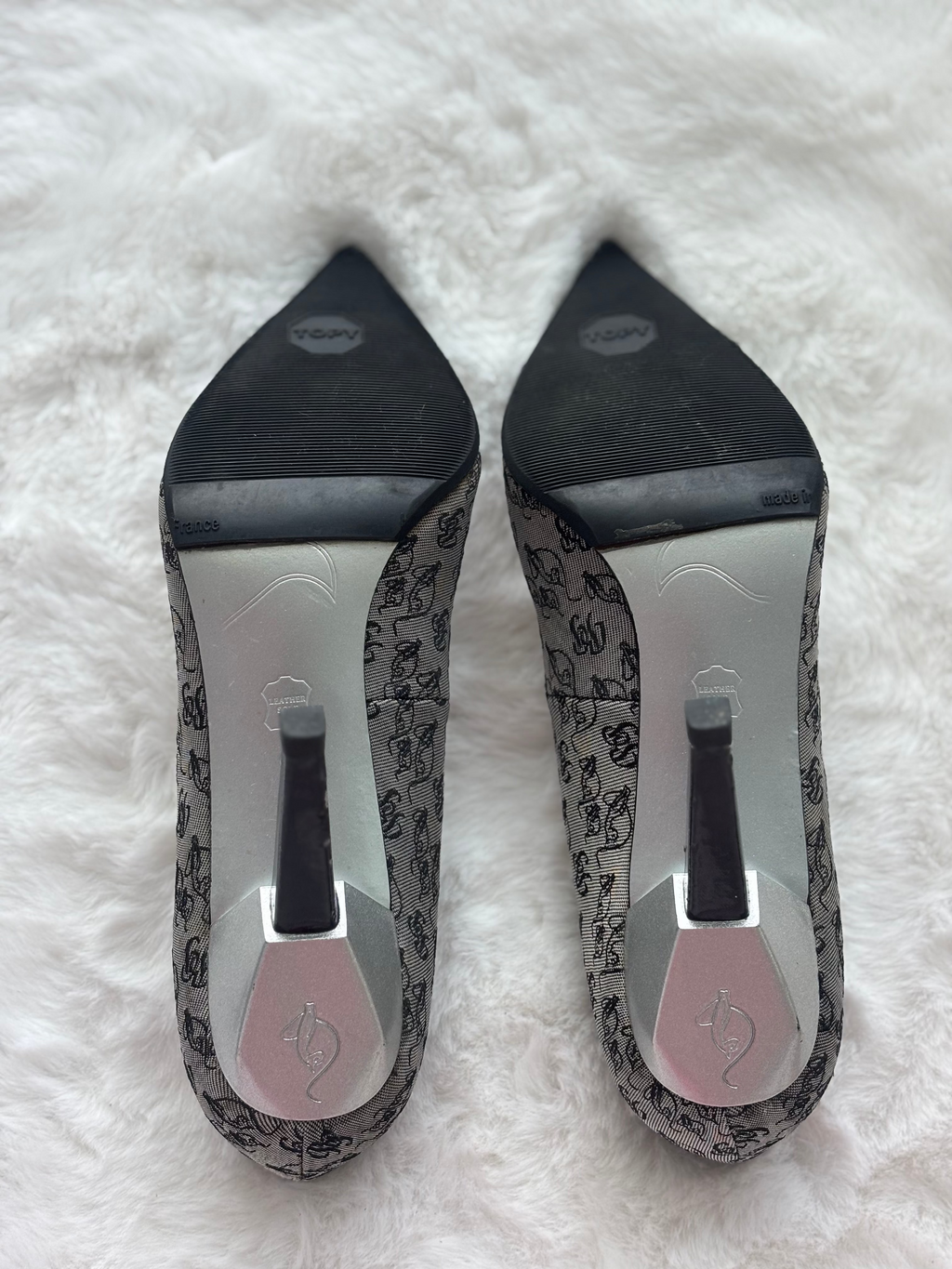 Vintage Baby Phat Grey Monogram Logo Print Heels