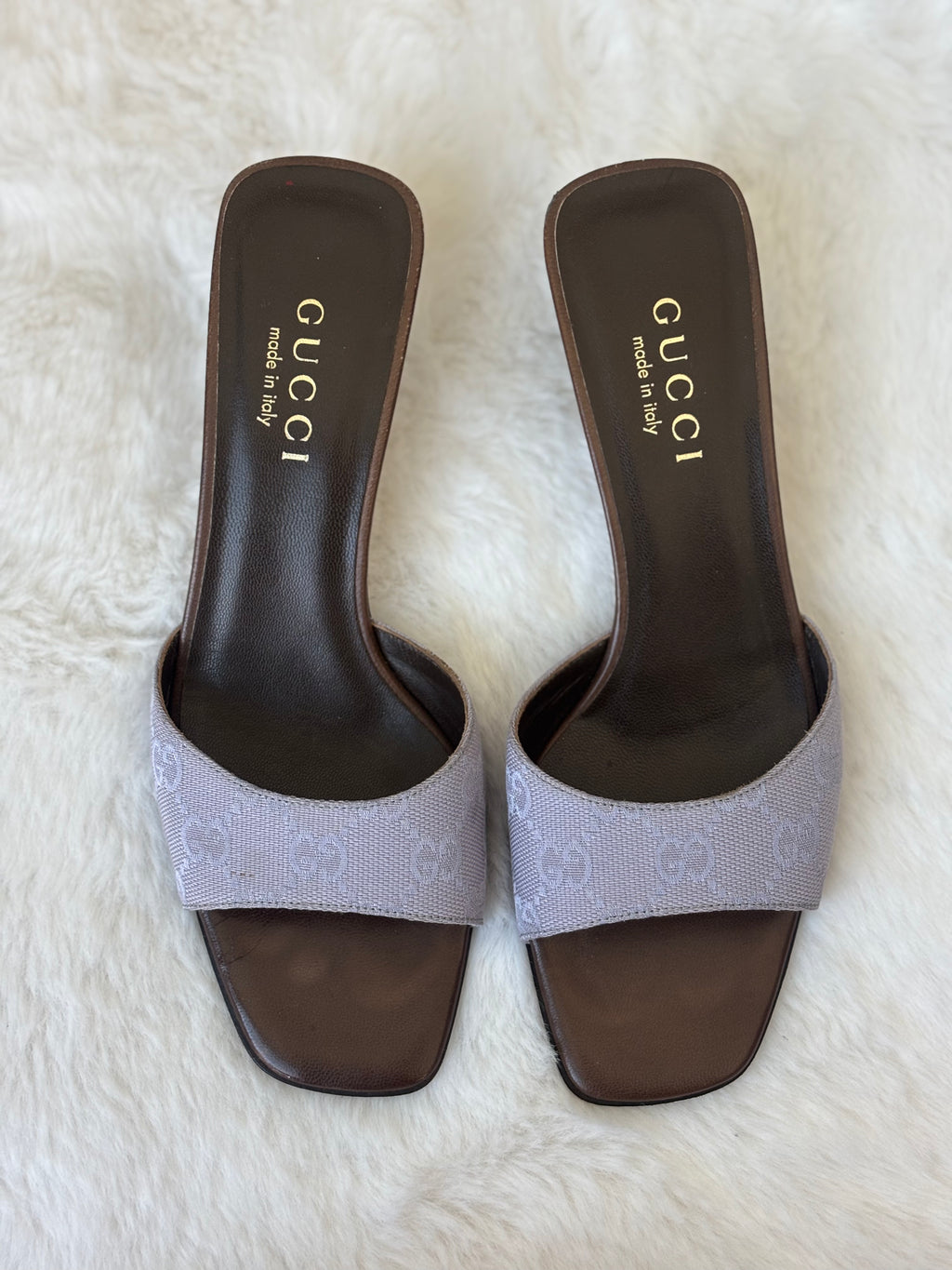 Gucci Lilac Monogram Leather Sandal