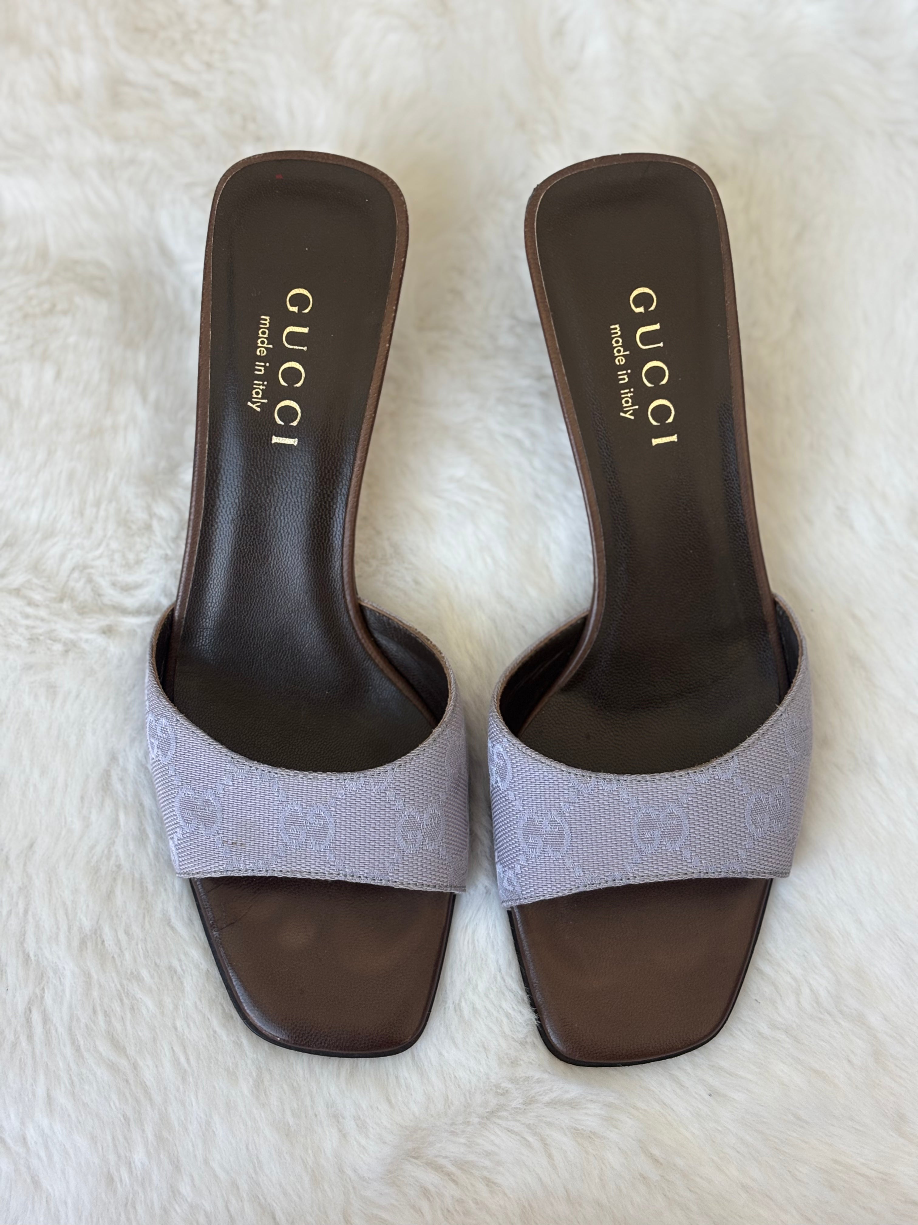 Gucci Lilac Monogram Leather Sandal