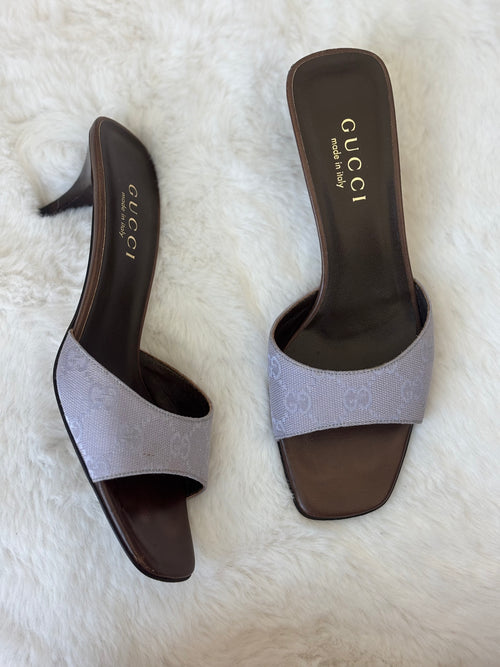 Gucci Lilac Monogram Leather Sandal