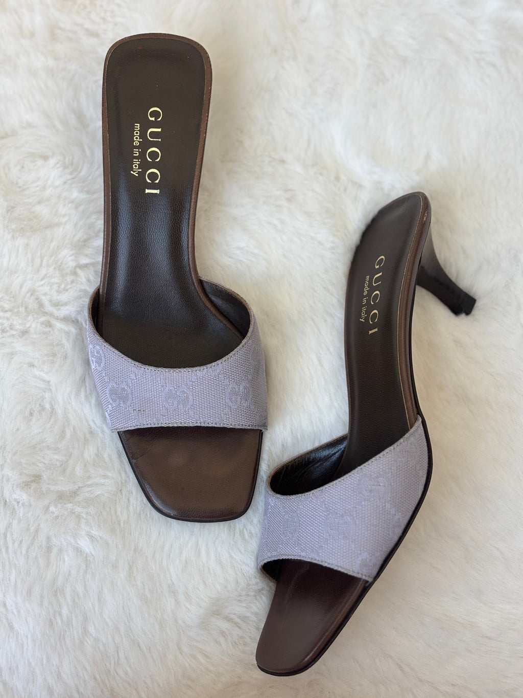 Gucci Lilac Monogram Leather Sandal