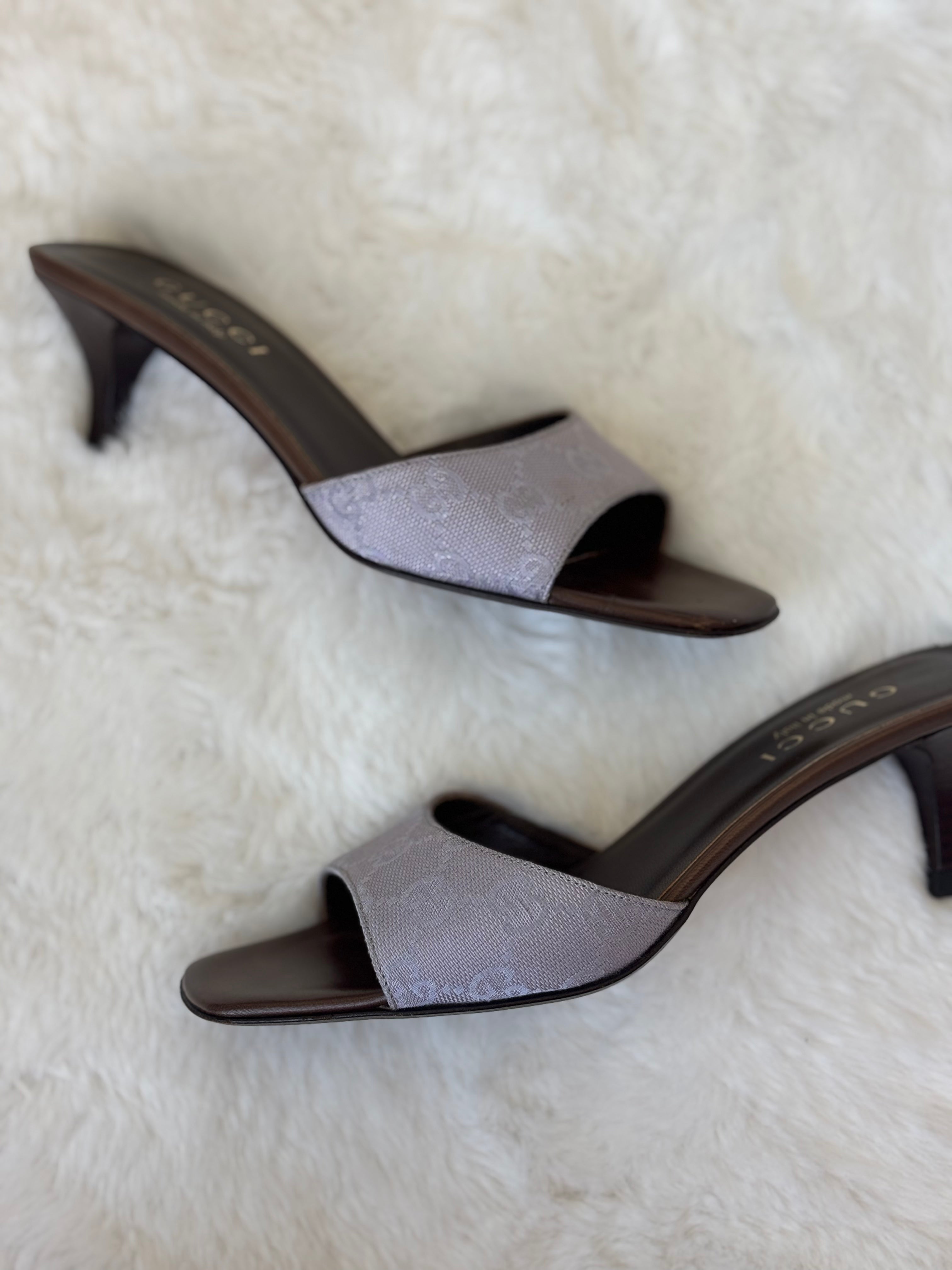 Gucci Lilac Monogram Leather Sandal