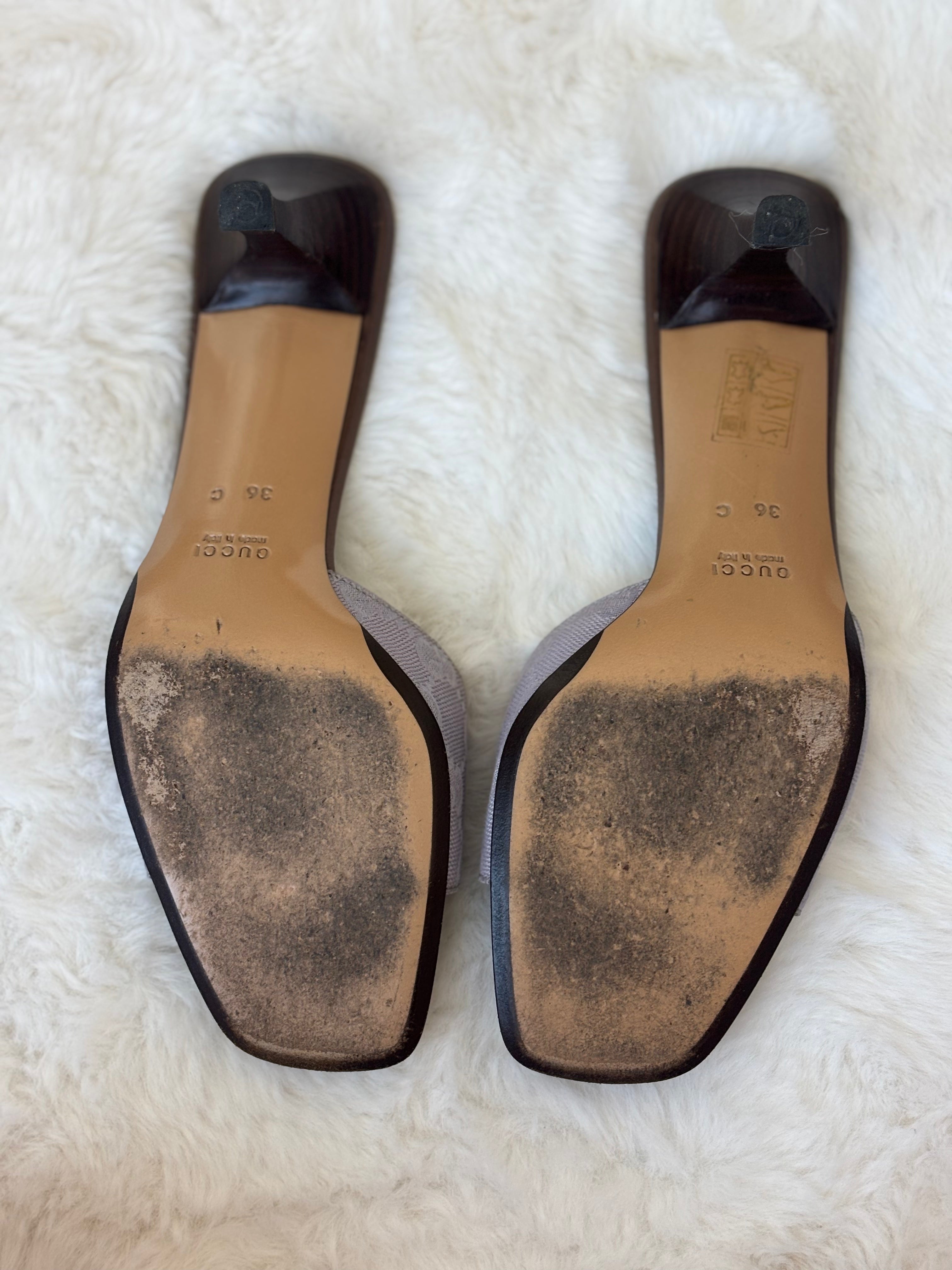 Gucci Lilac Monogram Leather Sandal