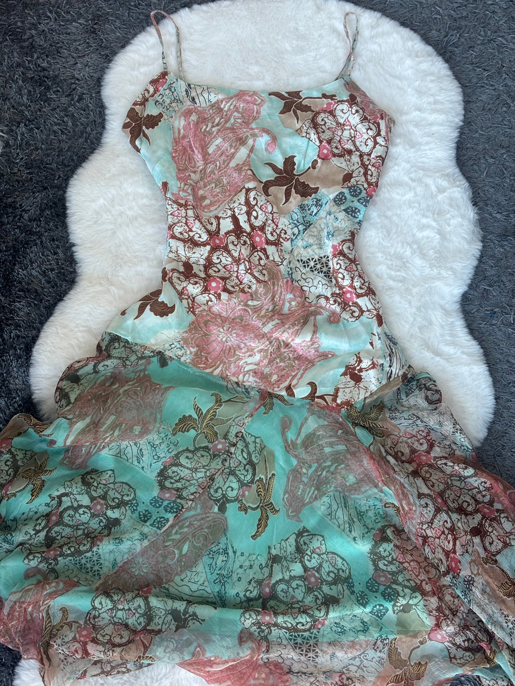 Vintage René Derhy Floral Mint-green Watercolour Dress