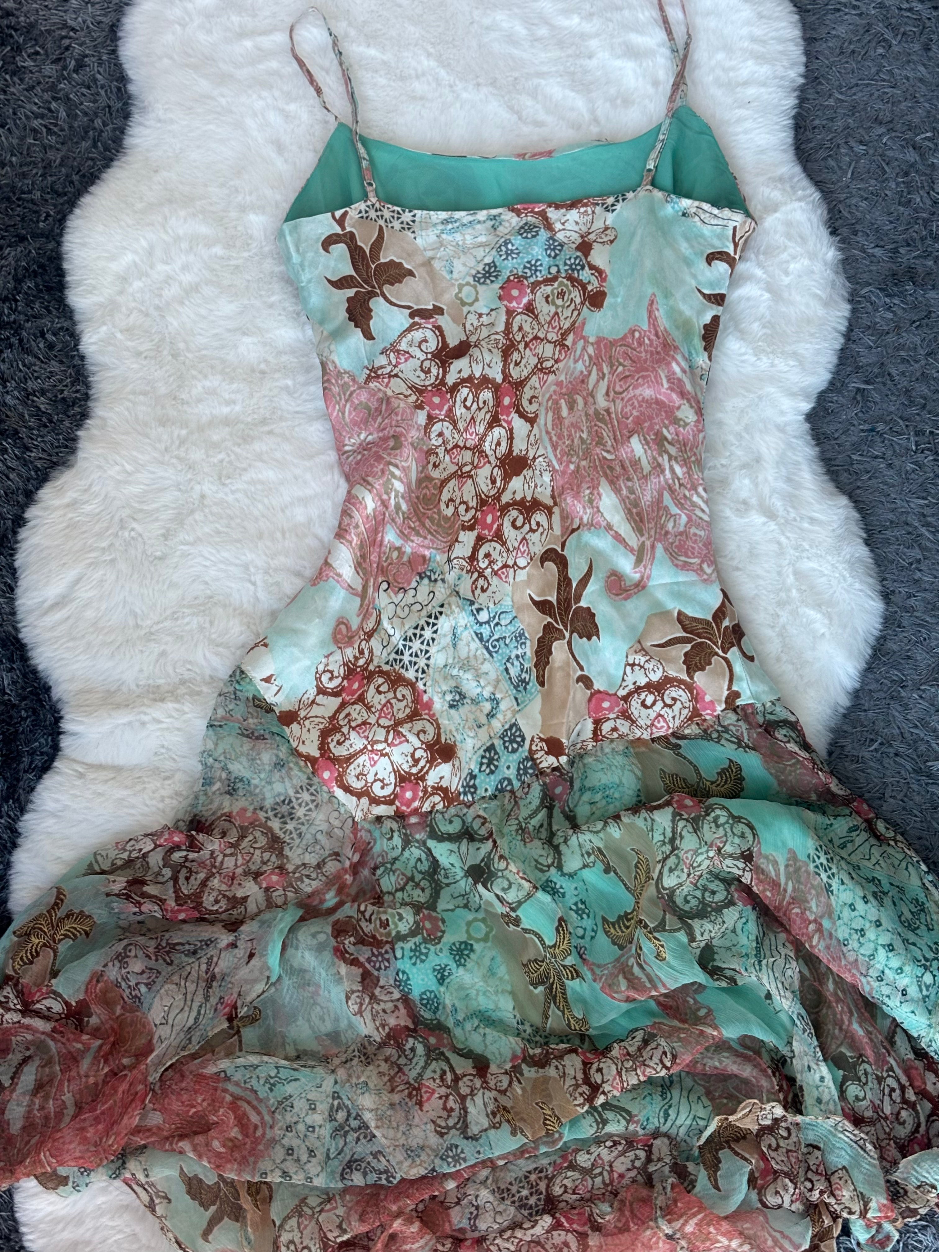 Vintage René Derhy Floral Mint-green Watercolour Dress