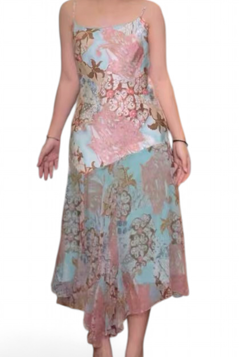 Vintage René Derhy Floral Mint-green Watercolour Dress
