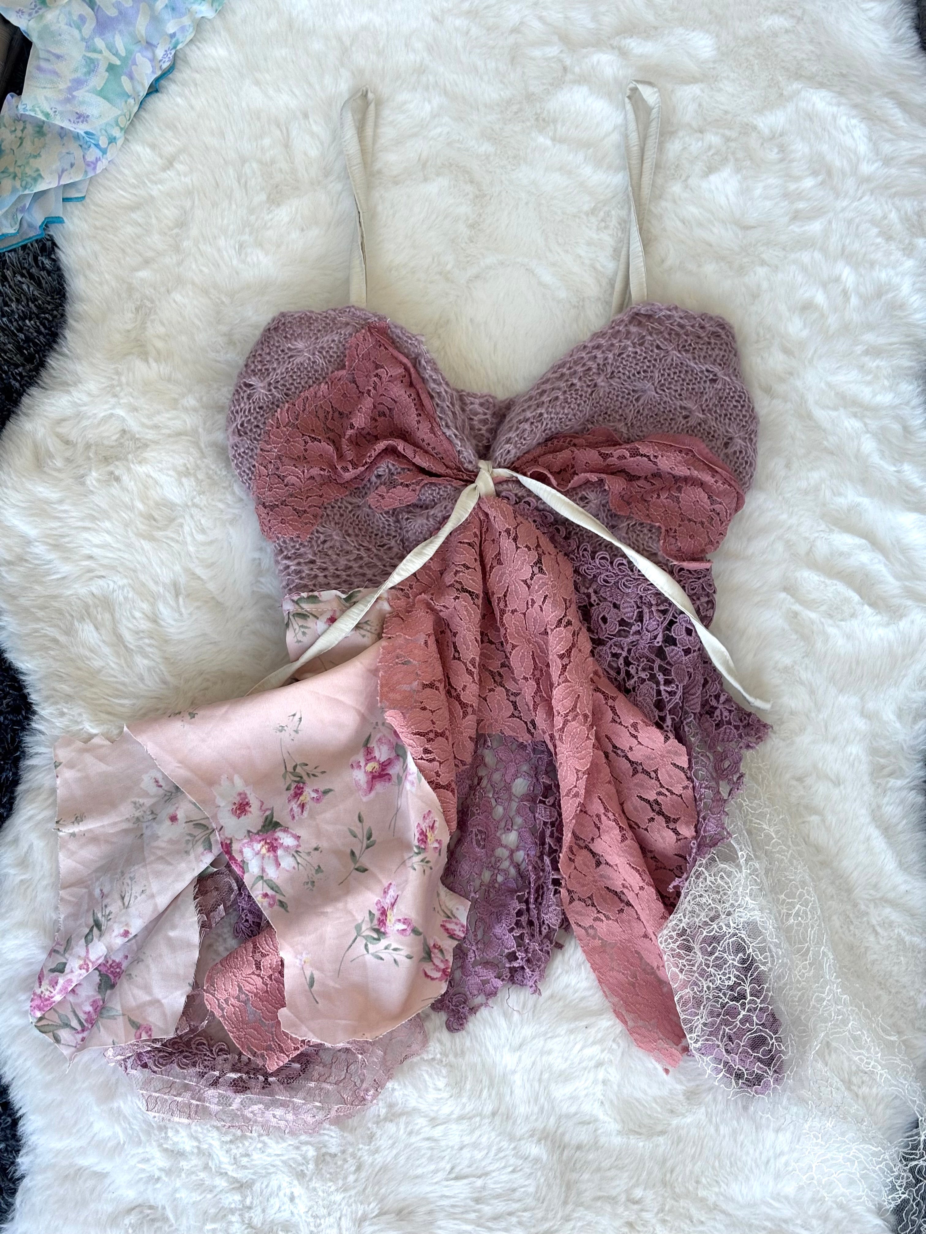 Vintage remake Pink and Cream Fairycore Babydoll Dress
