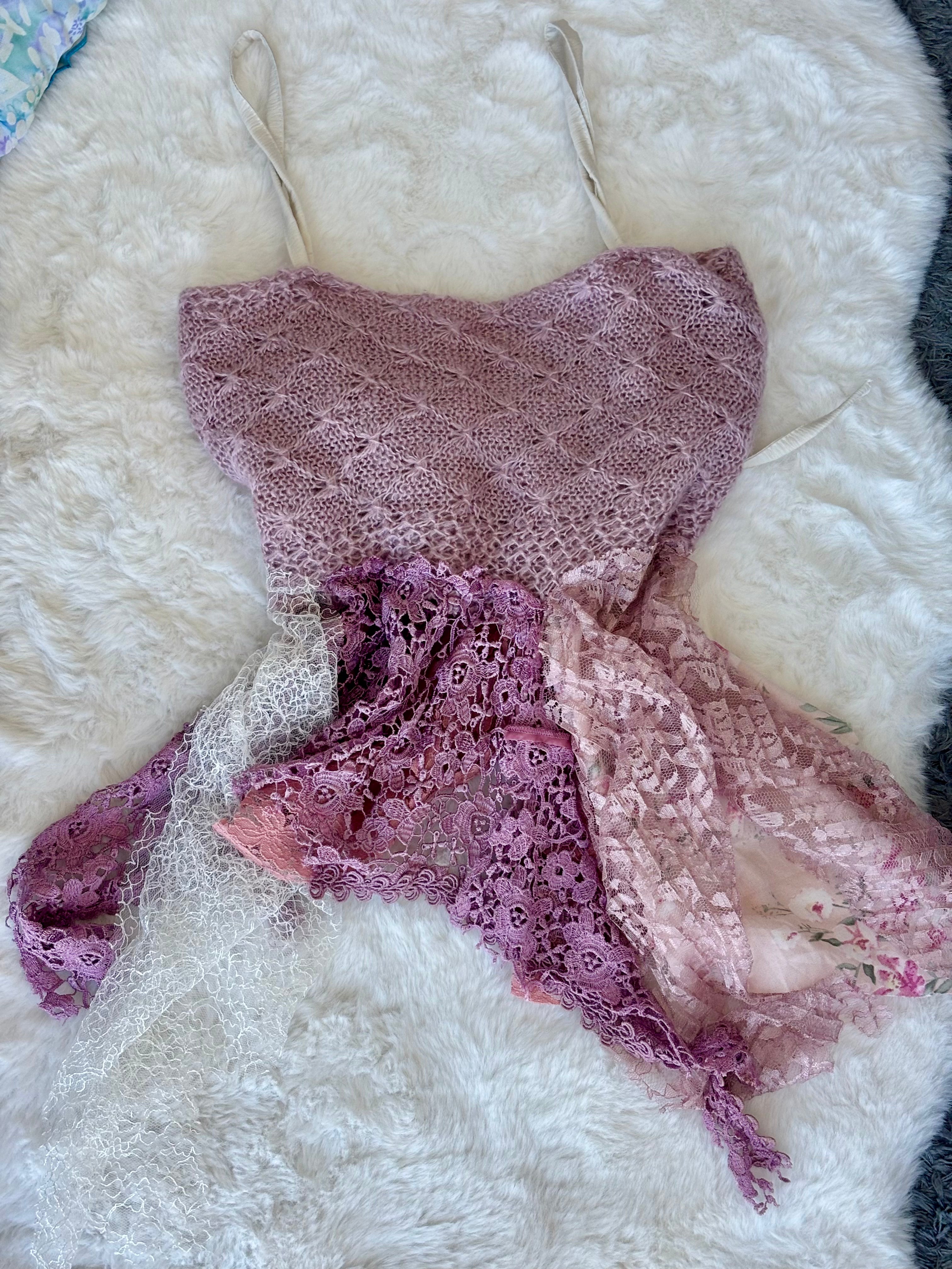 Vintage remake Pink and Cream Fairycore Babydoll Dress