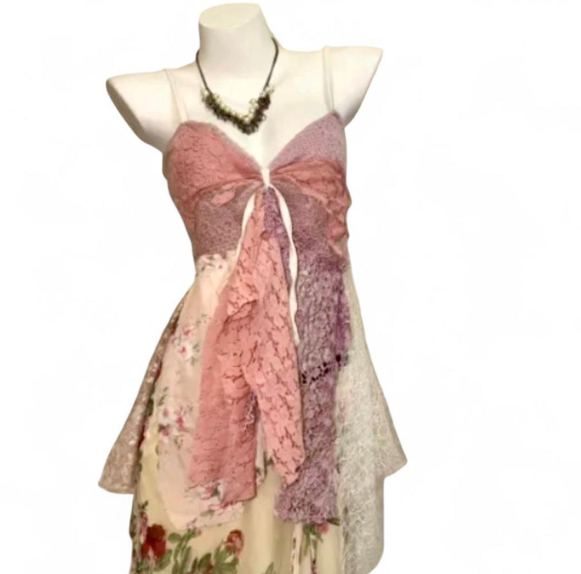 Vintage remake Pink and Cream Fairycore Babydoll Dress
